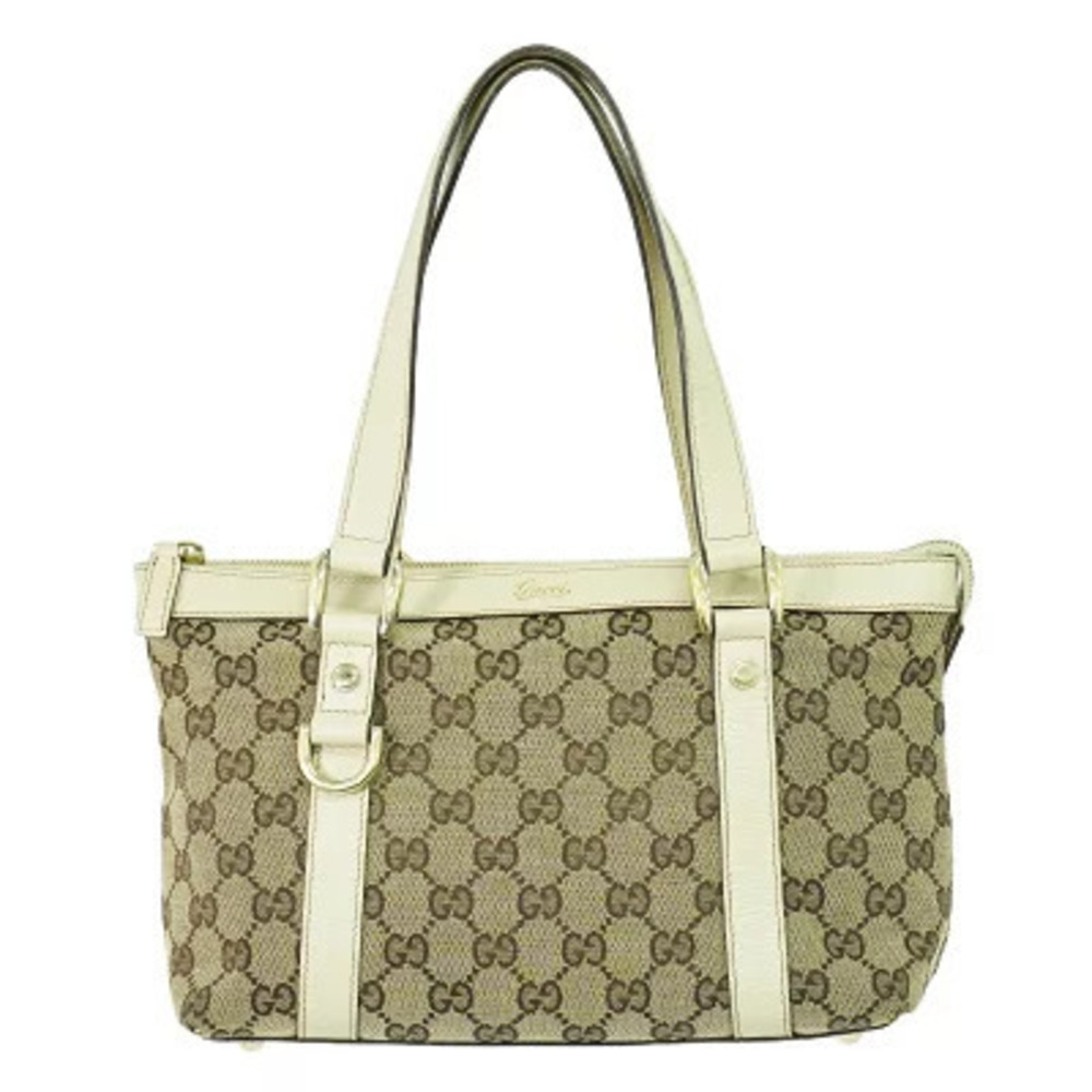 Gucci Joy GG Canvas Tote Bag White Tan